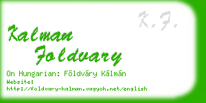 kalman foldvary business card